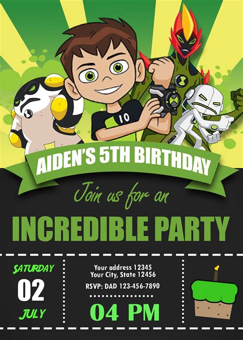 ben 10 birthday invitation